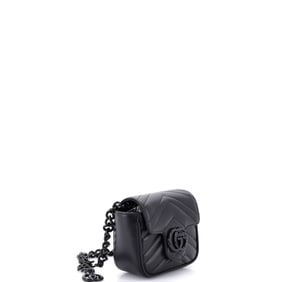 Gucci GG Marmont Flap Belt Bag Matelasse Leather Mini (Black)