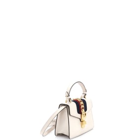 Gucci Sylvie Top Handle Bag Leather Mini (White)