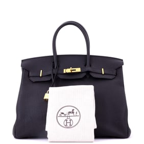 Hermes Birkin Handbag Black Togo with Gold Hardware 35
