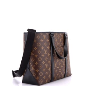 Louis Vuitton Weekend Tote Macassar Monogram Canvas PM (Black, Brown)