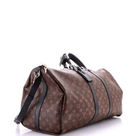 Louis Vuitton Keepall Bandouliere Bag Macassar Monogram Canvas 55 (Brown)