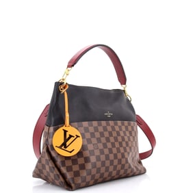 Louis Vuitton Maida Handbag Damier with Leather (Black, Brown)