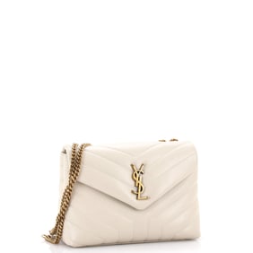 Saint Laurent Loulou Shoulder Bag Matelasse Chevron Leather Small (Neutral)