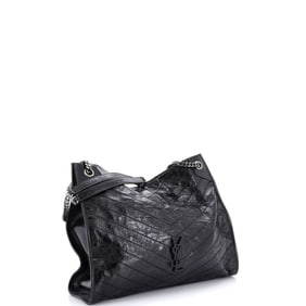 Saint Laurent Niki Shopping Tote Matelasse Chevron Leather Large (Black)