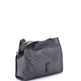 Saint Laurent Niki Shopping Tote Matelasse Chevron Leather Large (Gray)
