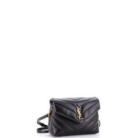 Saint Laurent Loulou Shoulder Bag Matelasse Chevron Leather Toy (Black)