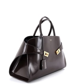 Salvatore Ferragamo Hug Top Handle Bag Leather Large (Brown)