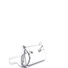 Salvatore Ferragamo Hug Pouch Bag Leather Mini (Metallic, Silver)