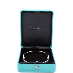 Tiffany & Co. Lock Bangle Bracelet 18K Rose Gold and 18K White Gold with Half Pave Diamonds