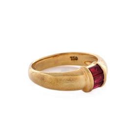 Tiffany & Co. Baguette Band Ring 18K Yellow Gold and Ruby
