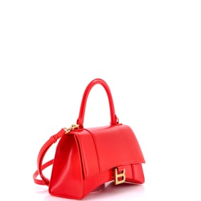 Balenciaga Hourglass Top Handle Bag Leather Small Red