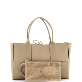 Bottega Veneta Arco Tote Maxi Intrecciato Leather Medium Neutral