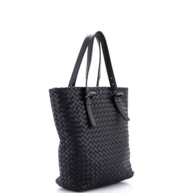 Bottega Veneta Belted Tote Intrecciato Nappa Medium Black