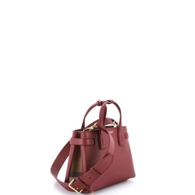Burberry Banner NM Tote Leather with House Check Canvas Small Red