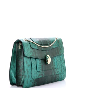 Bvlgari Serpenti Forever Square Shoulder Bag Python Large Green