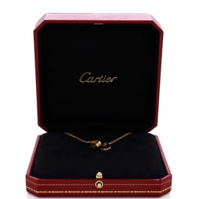 Cartier Love 3 Ring Pendant Necklace 18K Rose Gold and Ceramic with Diamonds Rose Gold
