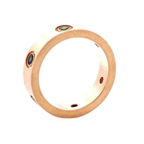 Cartier Love 6 Stone Band Ring 18K Rose Gold with Sapphires, Garnets and Amethyst Rose Gold