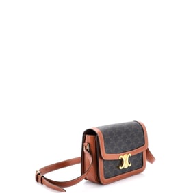 Celine Triomphe Shoulder Bag Triomphe Coated Canvas Medium Brown