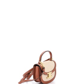 Celine Triomphe Besace Clea Top Handle Flap Bag Leather Mini Neutral