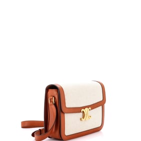 Celine Triomphe Shoulder Bag Canvas with Leather Medium Neutral
