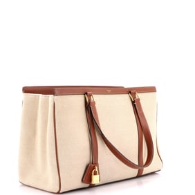 Celine Cabas 16 Bag Canvas with Leather Medium Brown