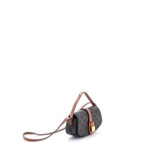 Celine Tabou Clutch with Strap Triomphe Coated Canvas Brown