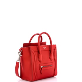 Celine Luggage Bag Grainy Leather Nano Red
