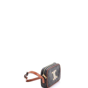 Celine Cuir Triomphe Camera Shoulder Bag Triomphe Coated Canvas with Leather Small Brown