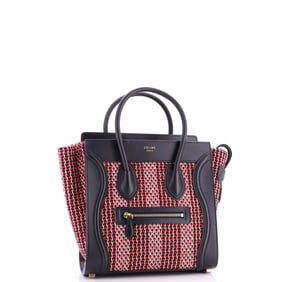 Celine Luggage Bag Tweed Micro Black, Red