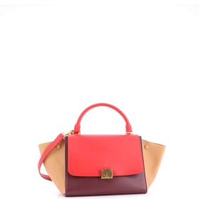 Celine Bicolor Trapeze Bag Leather Small Brown, Red