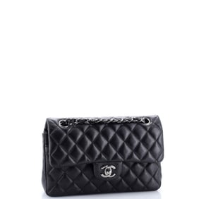 Chanel Classic Double Flap Bag Quilted Iridescent Caviar Small Black