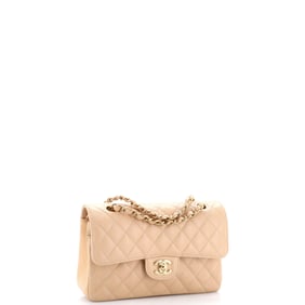 Chanel Classic Double Flap Bag Quilted Caviar Small Neutral