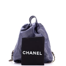Chanel 22 Chain Backpack Quilted Calfskin Medium Blue