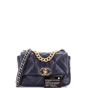 Chanel 19 Flap Bag Quilted Leather Medium Blue