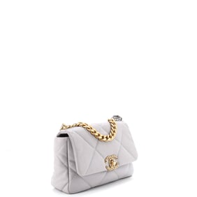 Chanel 19 Flap Bag Quilted Leather Medium Gray