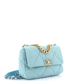 Chanel 19 Flap Bag Quilted Denim Medium Blue