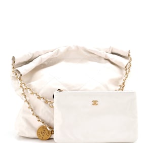 Chanel 22 Chain Hobo Quilted Calfskin Small White
