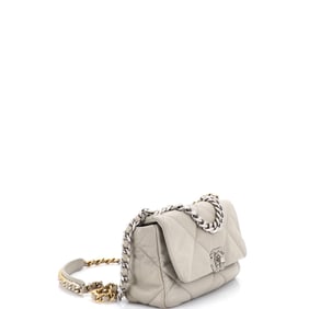 Chanel 19 Flap Bag Quilted Leather Medium Gray