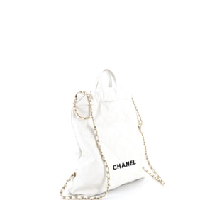 Chanel 22 Chain Backpack Quilted Calfskin Large White