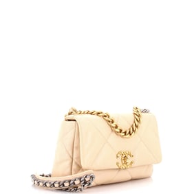 Chanel 19 Flap Bag Quilted Leather Medium Neutral