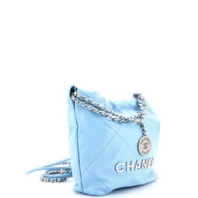Chanel 22 Chain Hobo Quilted Calfskin Mini Blue