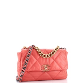 Chanel 19 Flap Bag Quilted Leather Medium Pink