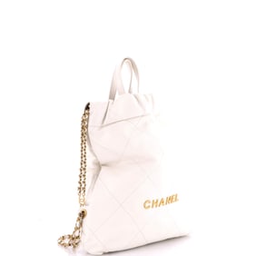 Chanel 22 Chain Backpack Quilted Calfskin Medium White