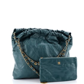 Chanel 22 Chain Hobo Quilted Calfskin Medium Blue