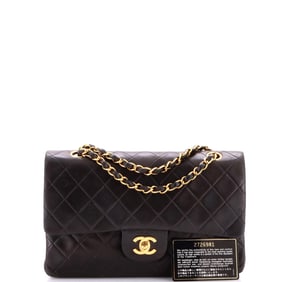 Chanel Vintage Classic Double Flap Bag Quilted Lambskin Medium Black