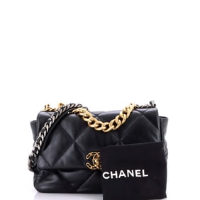 Chanel 19 Flap Bag Quilted Leather Large Black