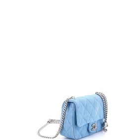 Chanel Sweet Heart Chain Square Flap Bag Quilted Denim Mini Blue