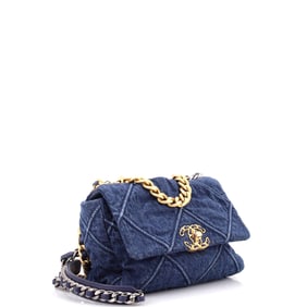 Chanel 19 Flap Bag Quilted Denim Medium Blue