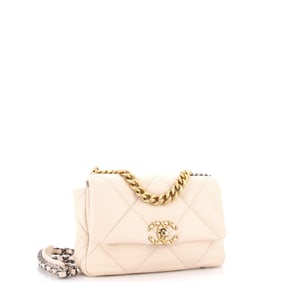Chanel 19 Flap Bag Quilted Leather Medium Neutral