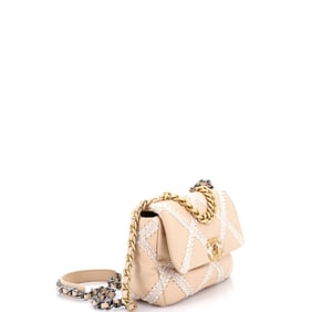 Chanel 19 Flap Bag Crochet Quilted Calfskin Medium Neutral